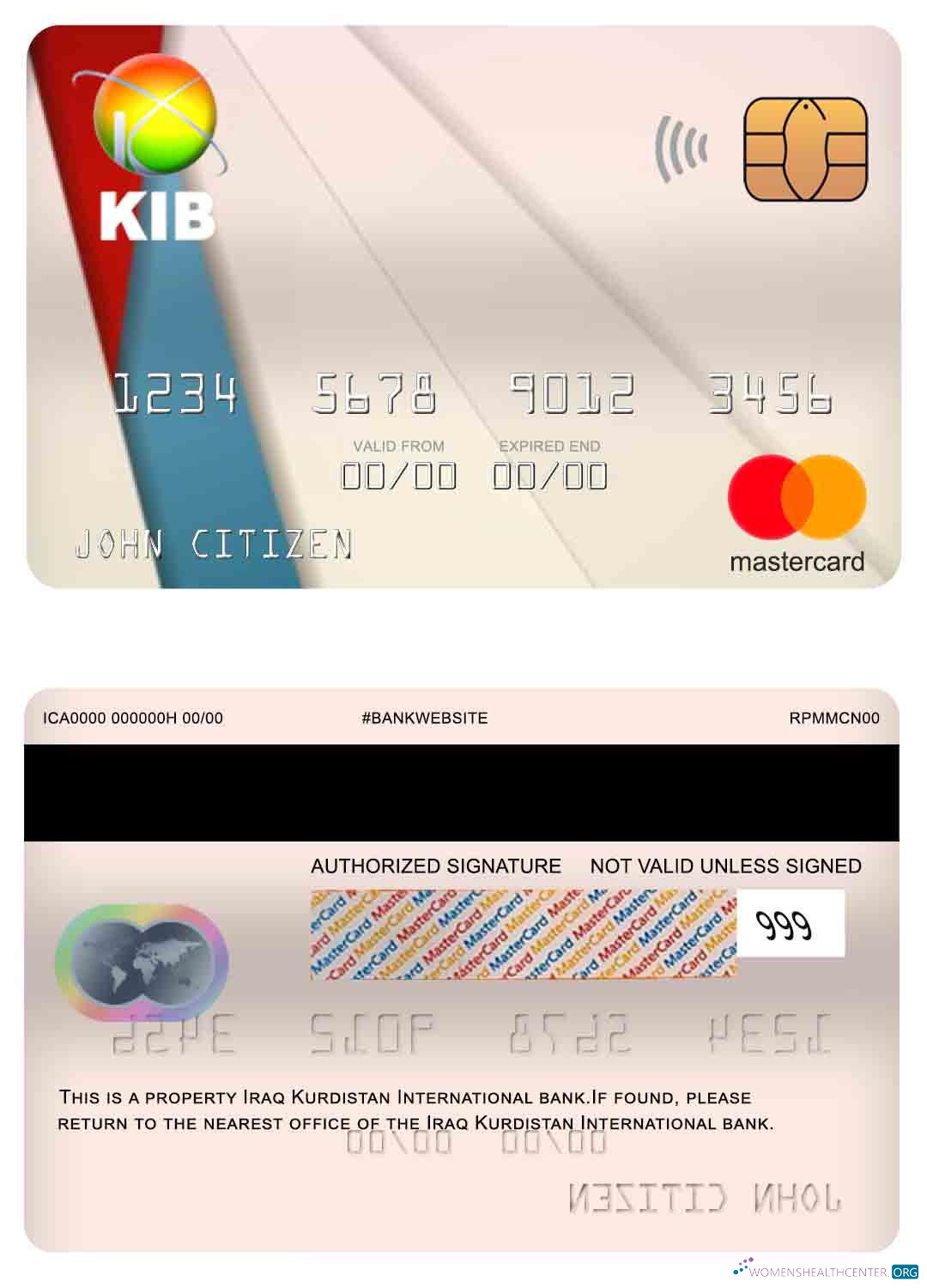 Download Iraq Kurdistan International Bank mastercard Photoshop template